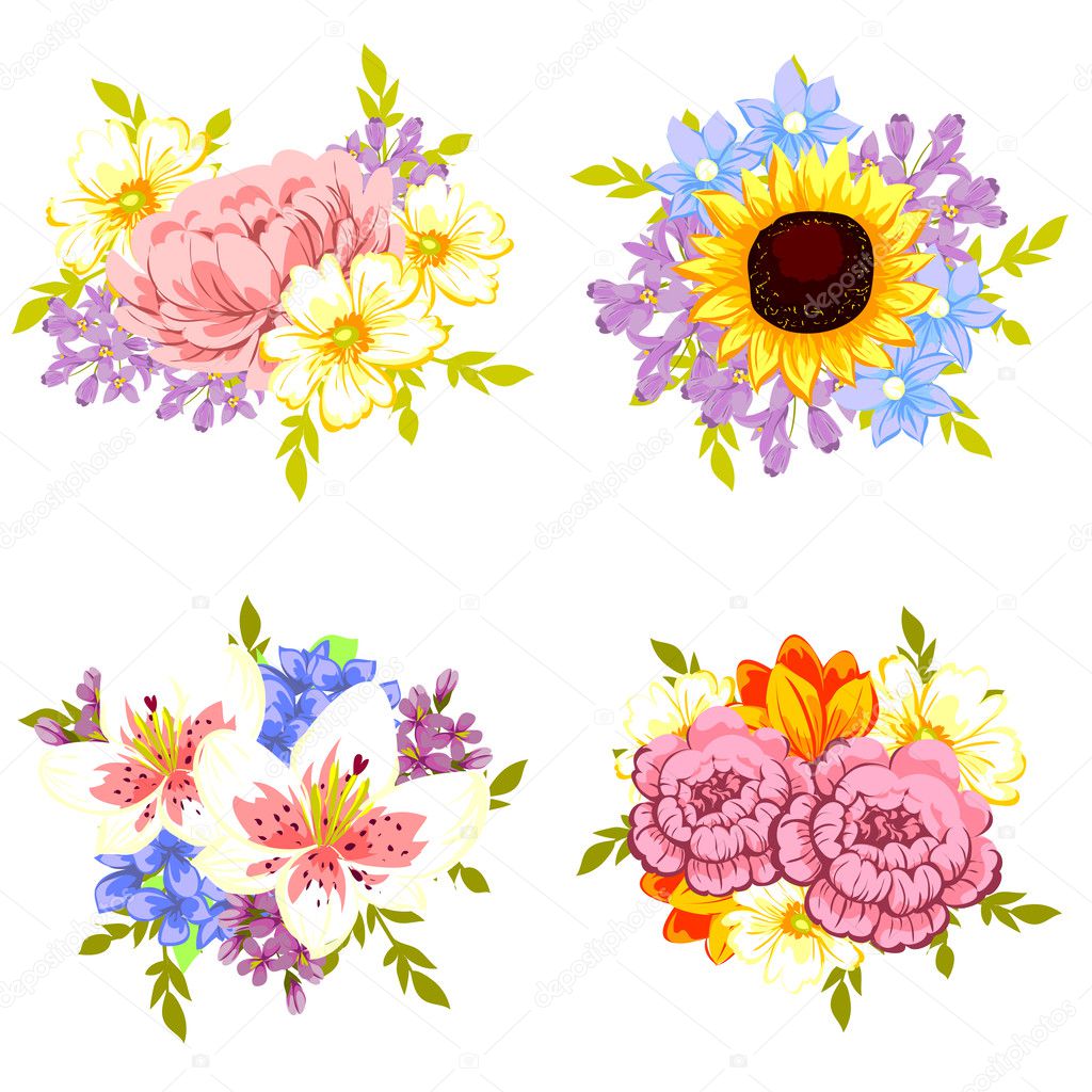 Set of different flowers