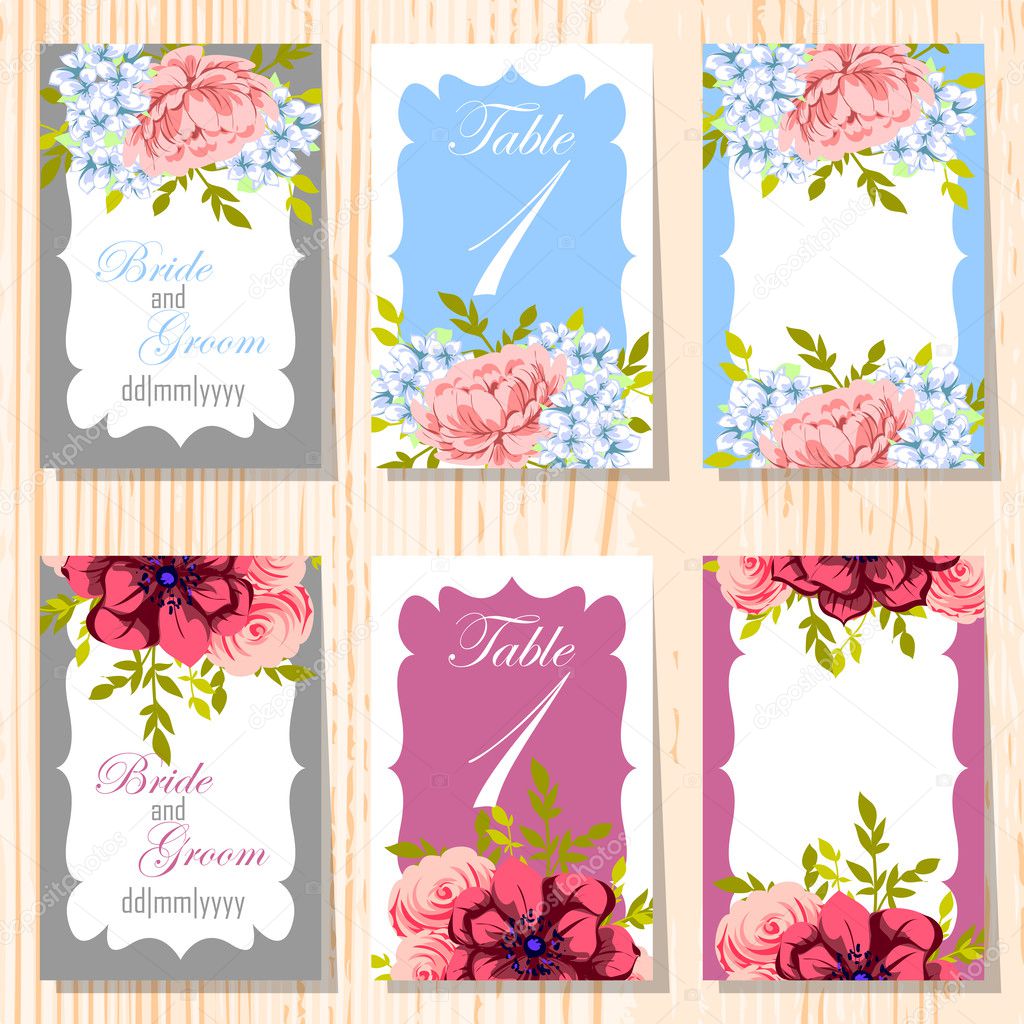 Set of invitations cards