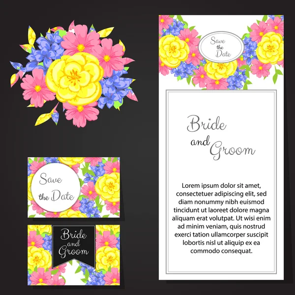 Tarjetas de invitación de boda — Vector de stock