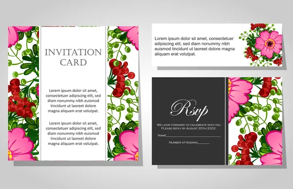 Invitaciones con fondo floral — Vector de stock