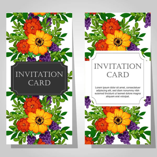 Invitations à fond floral — Image vectorielle