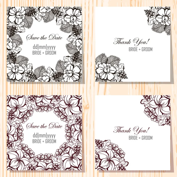 Conjunto de invitaciones florales — Vector de stock