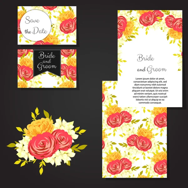 Cartes d'invitation de mariage — Image vectorielle