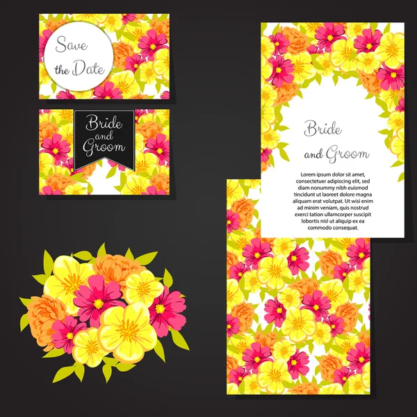 Cartes d'invitation de mariage — Image vectorielle