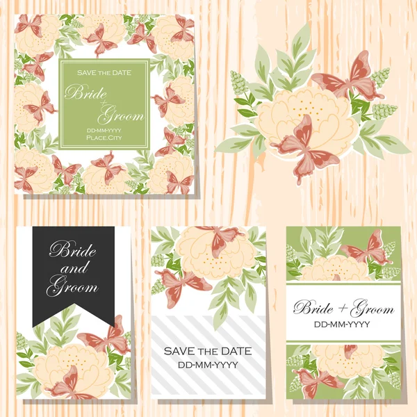 Cartes d'invitation de mariage — Image vectorielle