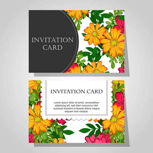 Invitaciones con fondo floral — Archivo Imágenes Vectoriales