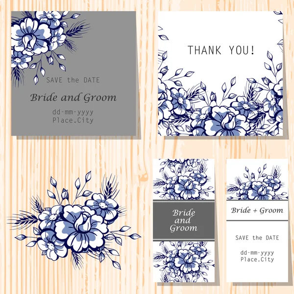 Cartes d'invitation de mariage — Image vectorielle