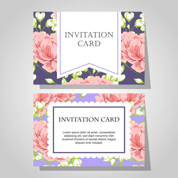 Invitaciones con fondo floral — Vector de stock