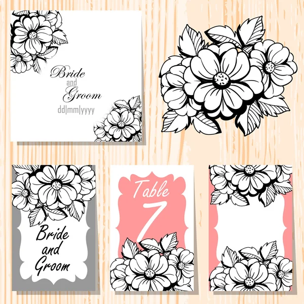 Cartes d'invitation de mariage — Image vectorielle