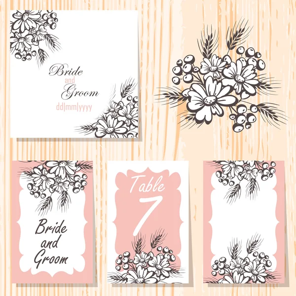 Cartes d'invitation de mariage — Image vectorielle