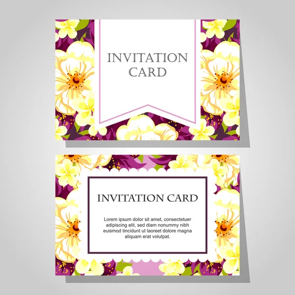 Invitaciones con fondo floral — Archivo Imágenes Vectoriales