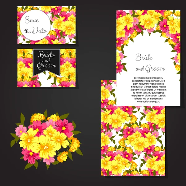 Cartes d'invitation de mariage — Image vectorielle