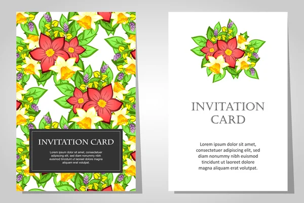 Invitaciones con fondo floral — Vector de stock