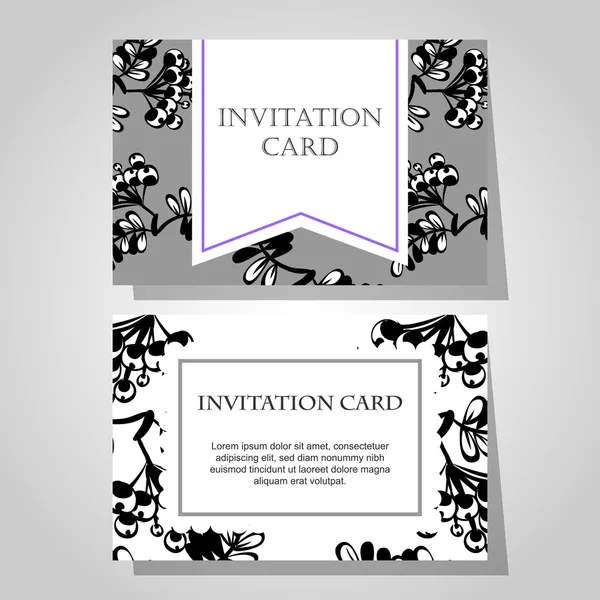 Set of floral  invitations — Stock Vector