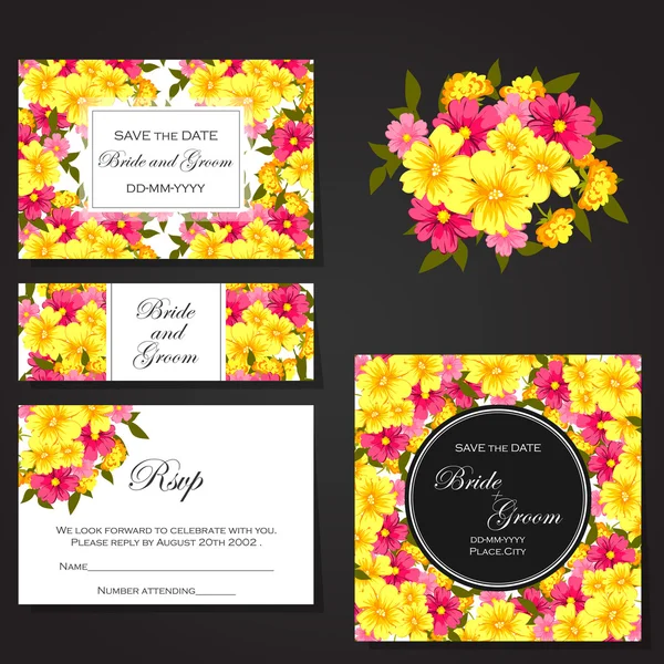 Cartes d'invitation de mariage — Image vectorielle