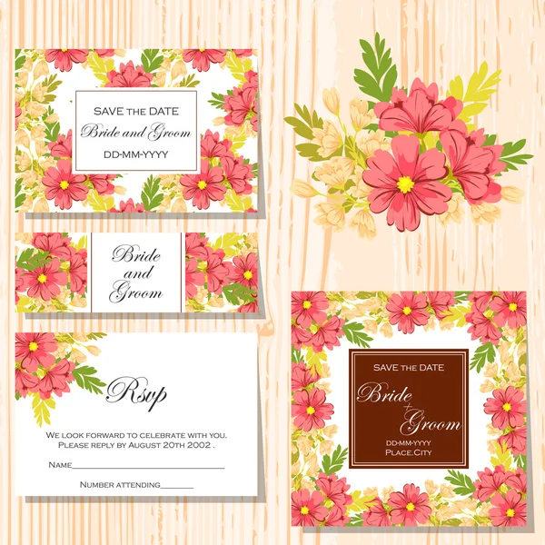 Cartes d'invitation de mariage — Image vectorielle