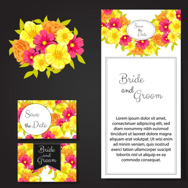 Tarjetas de invitación de boda — Vector de stock