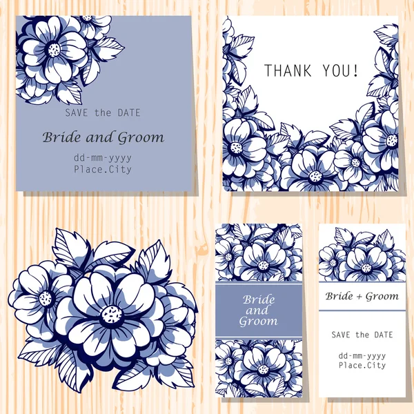 Tarjetas de invitación de boda — Vector de stock