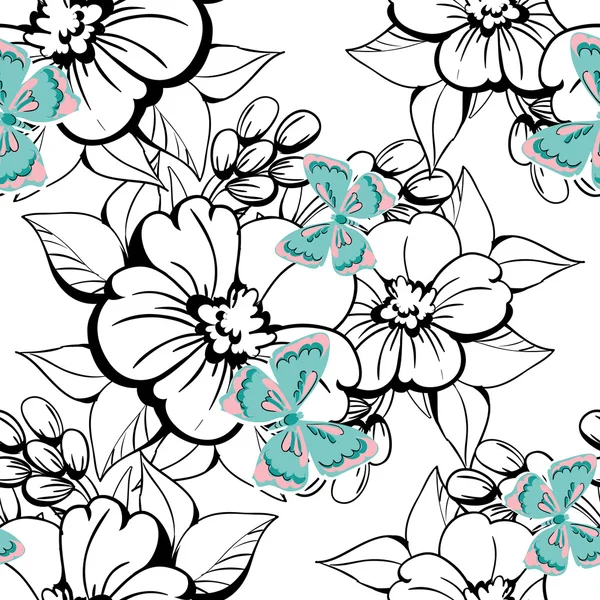 Motif sans couture avec fond floral — Image vectorielle