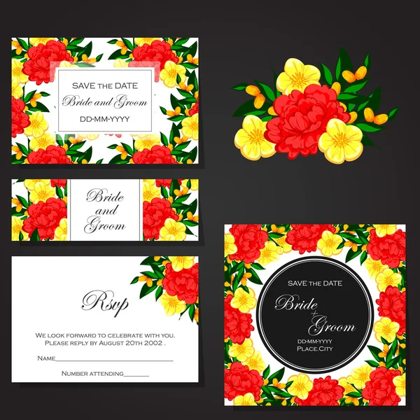 Cartes d'invitation de mariage — Image vectorielle