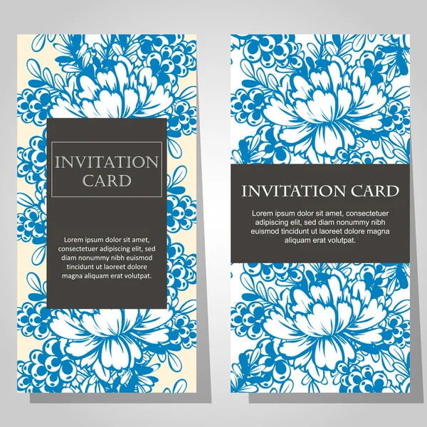 Set of floral  invitations — Stock Vector