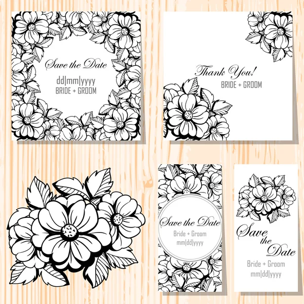 Conjunto de invitaciones florales — Vector de stock