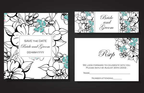 Cartes d'invitation de mariage — Image vectorielle