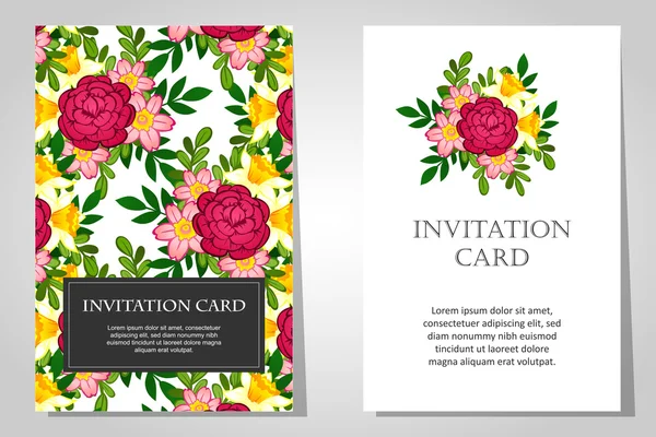Invitaciones con fondo floral — Vector de stock