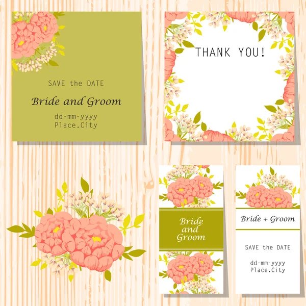 Cartes d'invitation de mariage — Image vectorielle