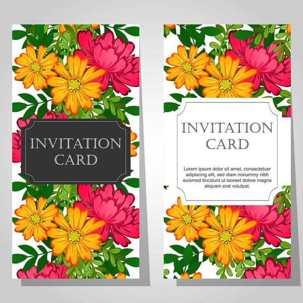 Invitations à fond floral — Image vectorielle