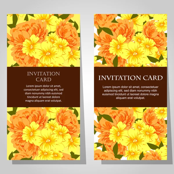 Invitaciones con fondo floral — Archivo Imágenes Vectoriales