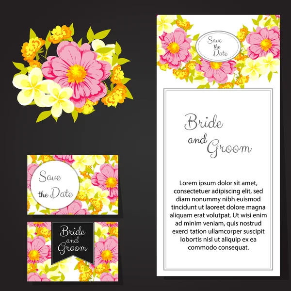 Tarjetas de invitación de boda — Vector de stock