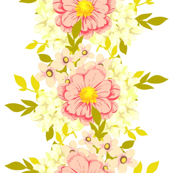 Naadloze patroon met florale achtergrond — Stockvector