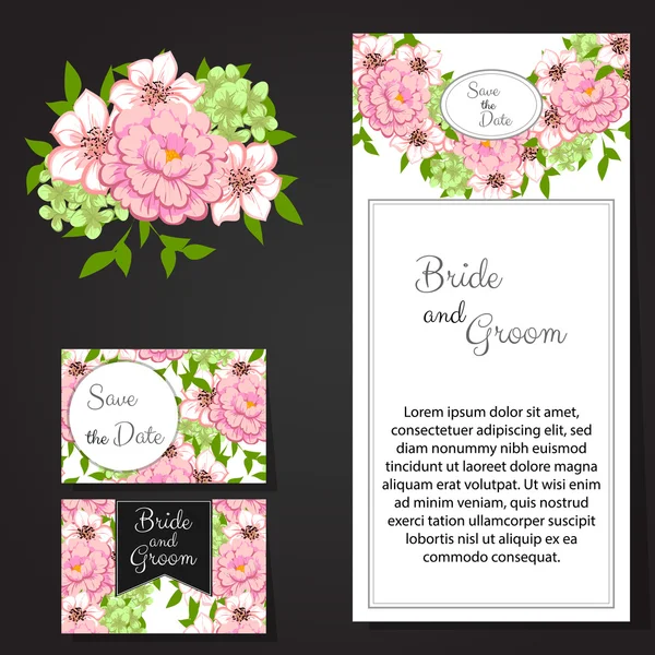 Cartes d'invitation de mariage — Image vectorielle