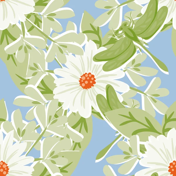 花の背景とのシームレスなパターン — ストックベクタ