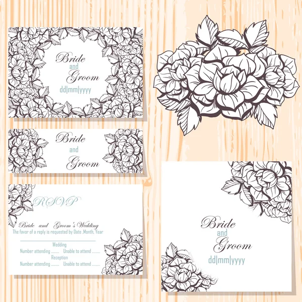 Set floral uitnodigingen — Stockvector