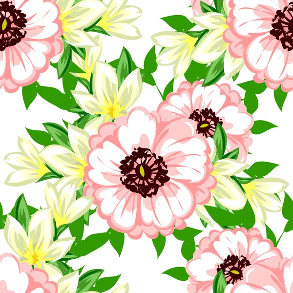 花の背景とのシームレスなパターン — ストックベクタ
