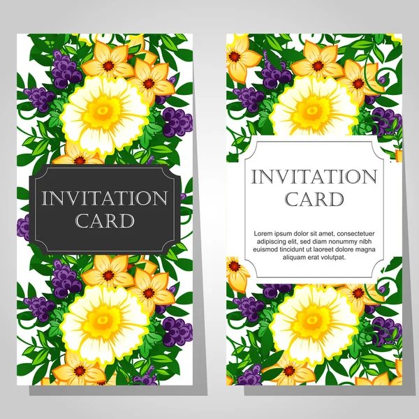 Invitaciones con fondo floral — Archivo Imágenes Vectoriales