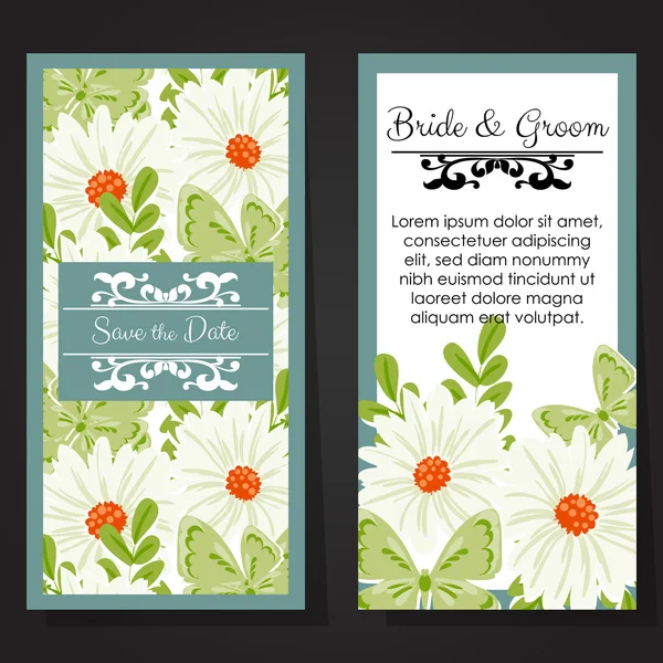 Tarjetas de invitación de boda — Vector de stock