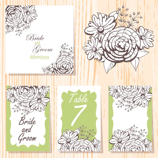 Cartes d'invitation de mariage — Image vectorielle