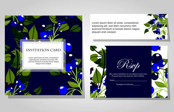 Invitaciones con fondo floral — Vector de stock