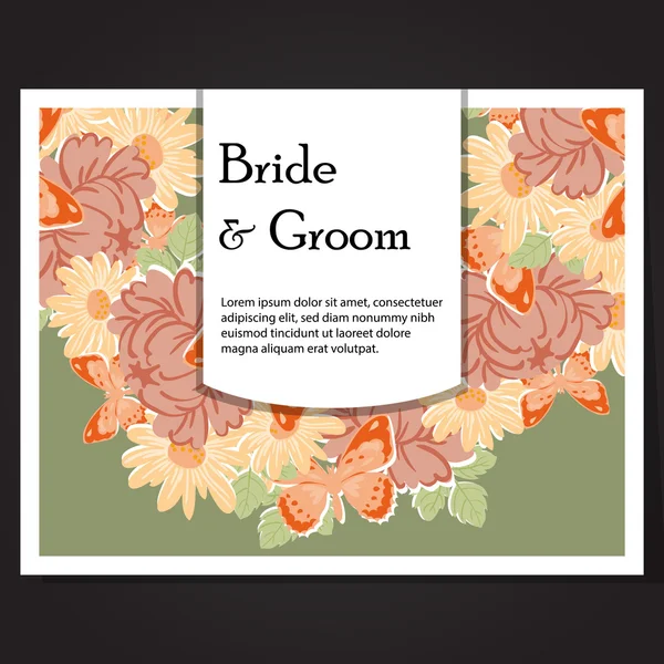 Carte d'invitation de mariage — Image vectorielle