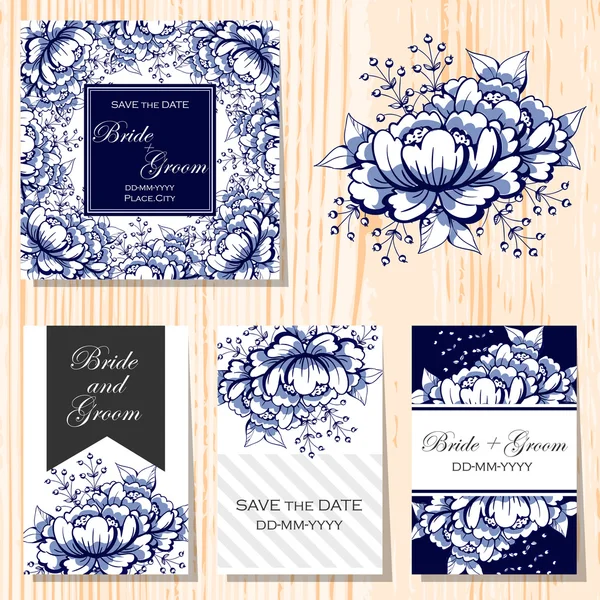 Tarjetas de invitación de boda — Vector de stock