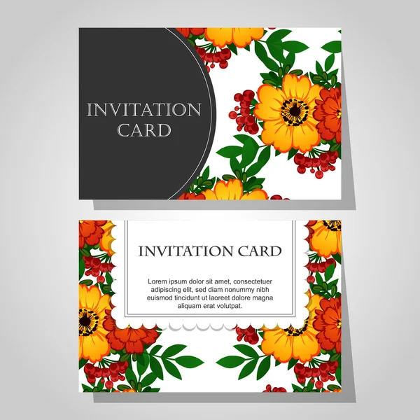 Invitaciones con fondo floral — Vector de stock