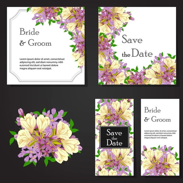 Cartes d'invitation de mariage — Image vectorielle