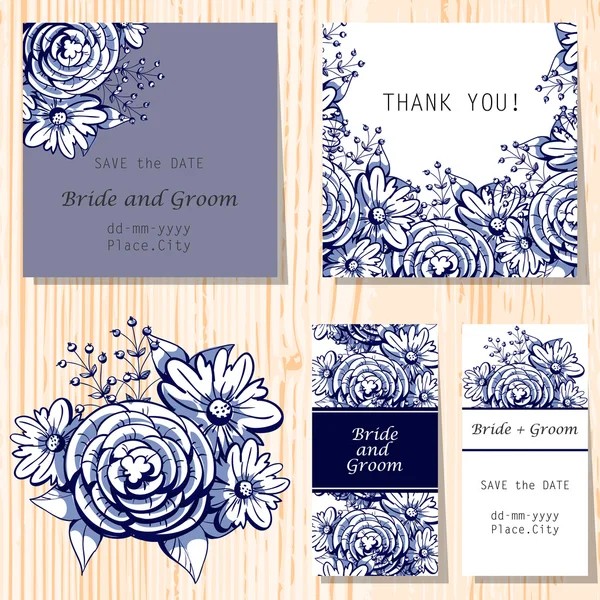 Cartes d'invitation de mariage — Image vectorielle