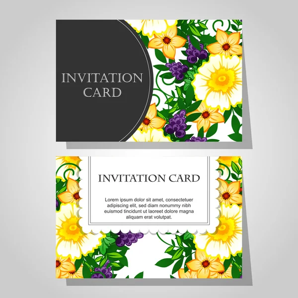 Invitaciones con fondo floral — Vector de stock