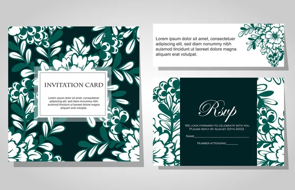 Conjunto de invitaciones florales — Vector de stock