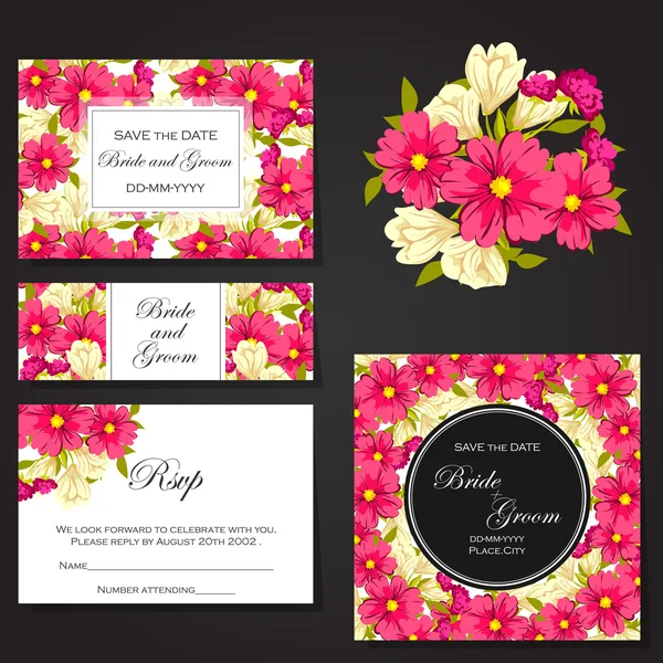 Cartes d'invitation de mariage — Image vectorielle