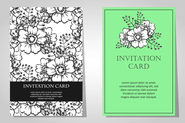 Set of floral  invitations — Stock Vector